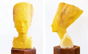 60,000 Bees Helped Create This Honeycomb Nefertiti Statue