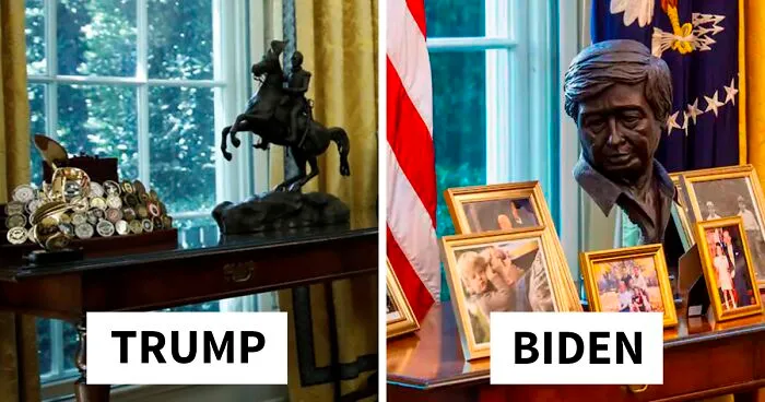 18 Imágenes que muestran las diferencias entre Biden y Trump en la decoración del Despacho Oval
