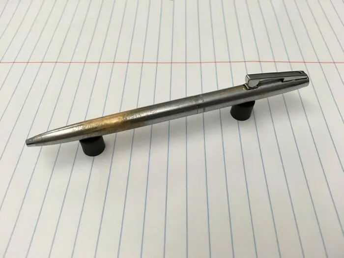 My Sheaffer Reminder Ballpoint Pen. This Has Been In My Pocket Every Weekday For The Last 15 Years. It Used To Belong To My Grandfather. I Know He Used It Because The Brass Was Already Starting To Wear Through When I Got It. They Still Make The Refills For It