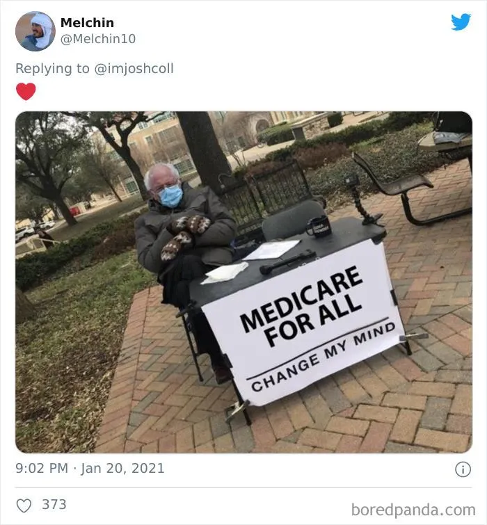 40 Of The Funniest Memes People Created After Bernie Sanders Was Captured Sitting Alone During Inauguration