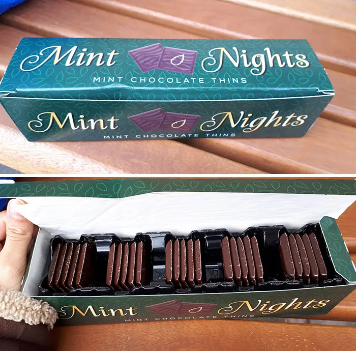 Fui a Poundland y me llevé estos After Eights, porque eran los más grandes, pagué por el aire