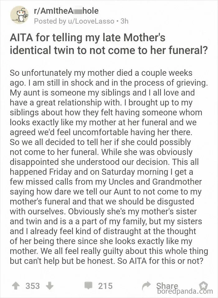 No You Can't Come Grieve Your Sister...
