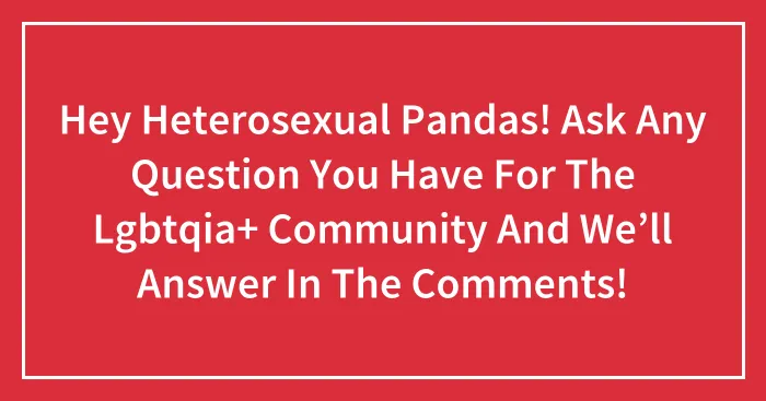 Hey Heterosexual Pandas! Ask Any Question You Have For The Lgbtqia+ Community And We’ll Answer In The Comments!