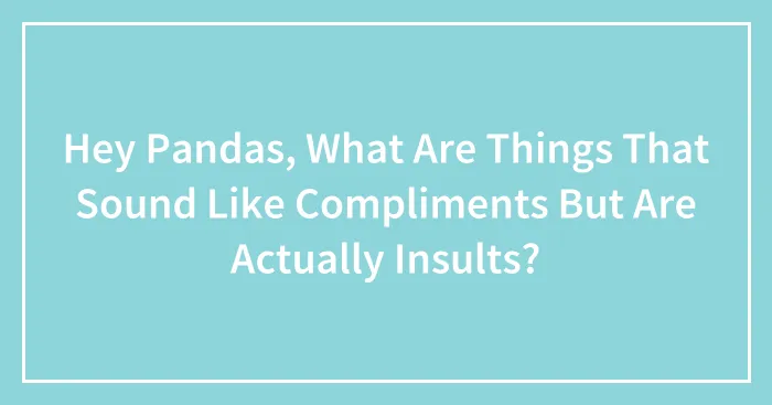 Hey Pandas, What Are Things That Sound Like Compliments But Are Actually Insults? (Closed)