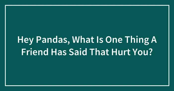 Hey Pandas, What Is One Thing A Friend Has Said That Hurt You? (Closed)