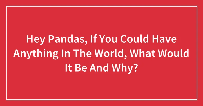 Hey Pandas, If You Could Have Anything In The World, What Would It Be And Why? (Closed)