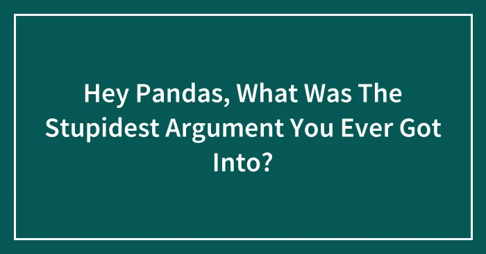 Hey Pandas, What Was The Stupidest Argument You Ever Got Into? (Closed)