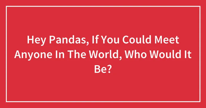 Hey Pandas, If You Could Meet Anyone In The World, Who Would It Be? (Closed)