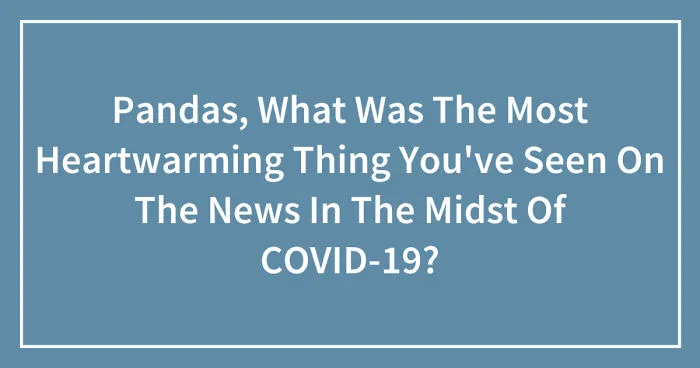 Pandas, What Was The Most Heartwarming Thing You've Seen On The News In The Midst Of COVID-19? (Closed)