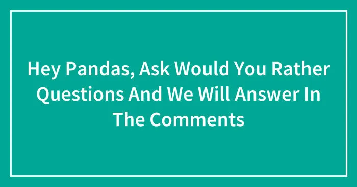 Hey Pandas, Ask Would You Rather Questions And We Will Answer In The Comments (Closed)