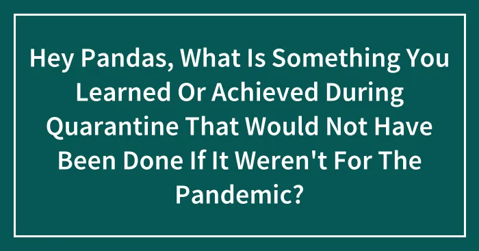 Hey Pandas, What Is Something You Learned Or Achieved During Quarantine That Would Not Have Been Done If It Weren't For The Pandemic? (Closed)