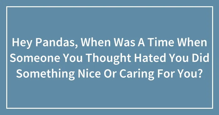 Hey Pandas, When Was A Time When Someone You Thought Hated You Did Something Nice Or Caring For You? (Closed)