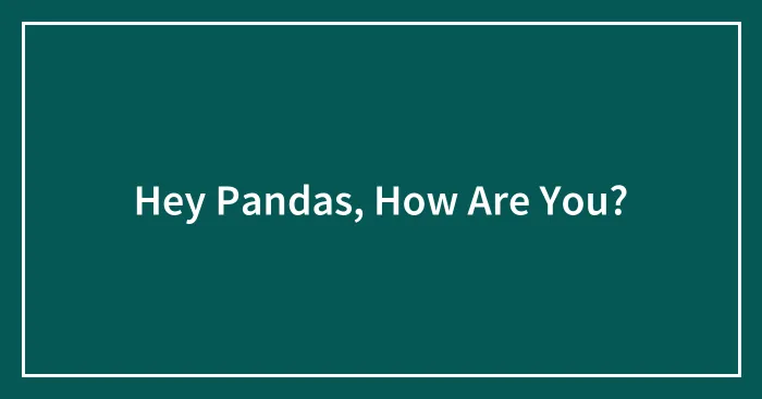 Hey Pandas, How Are You?