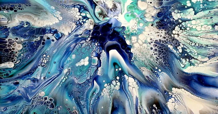 Drizzle And Blow Acrylic Pour Painting