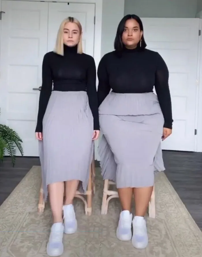 2 Amigas muestran cómo les queda la misma ropa en sus distintos tipos de cuerpo (36 fotos nuevas)