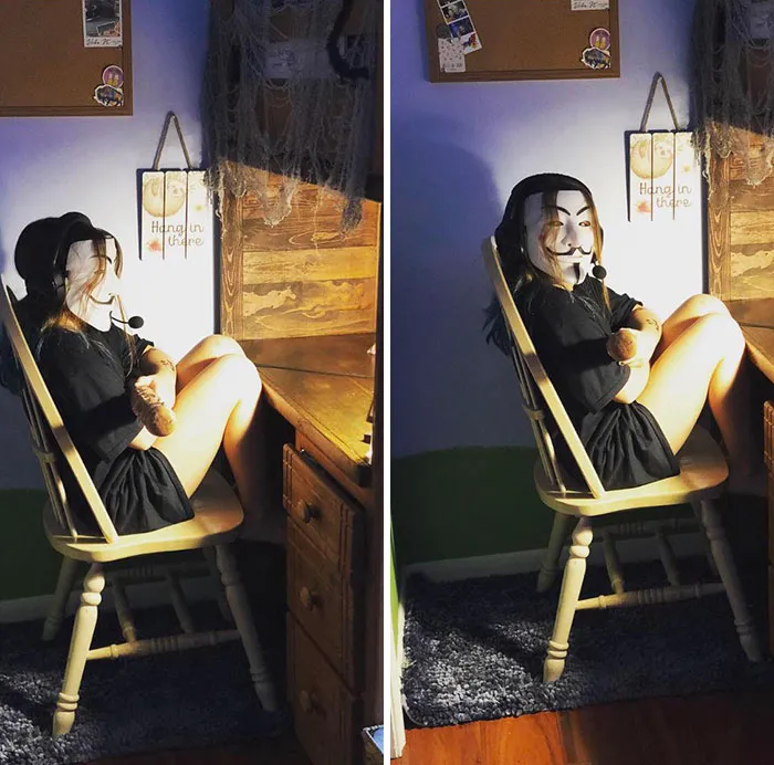 Mi hija durante su clase online. Esperamos un email del profesor