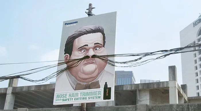 Anuncio para recortadora de bello de la nariz de Panasonic