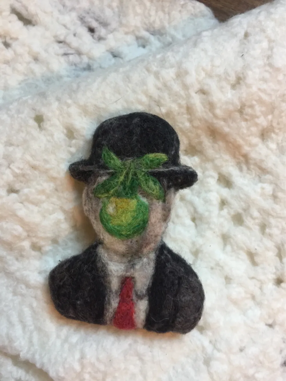 Recreating Art With Wool - Rene Margritte’s Son Of Man