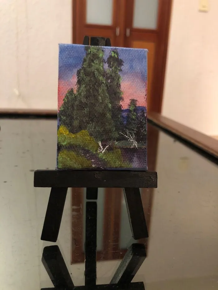 I’m Only 15 So Go Easy On Me Haha But I Followed A Bob Ross Tutorial On A Tiny Canvas