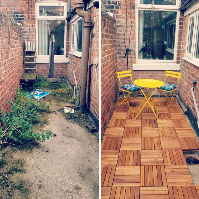 Mi proyecto durante el confinamiento, mi patio trasero. Comparación del antes y el después