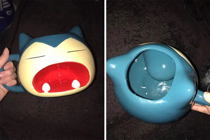 Taza de Snorlax de 1,5 litros. La boca es un gran agujero