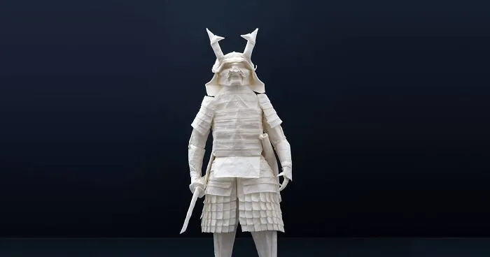 Artist Spent 3 Months Planning A Warrior Samurai That He Folded From A Single Sheet Of Paper (19 Pics)