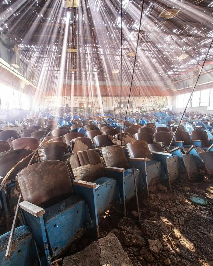 Light Rays Making Their Way Into An Abandoned Theater