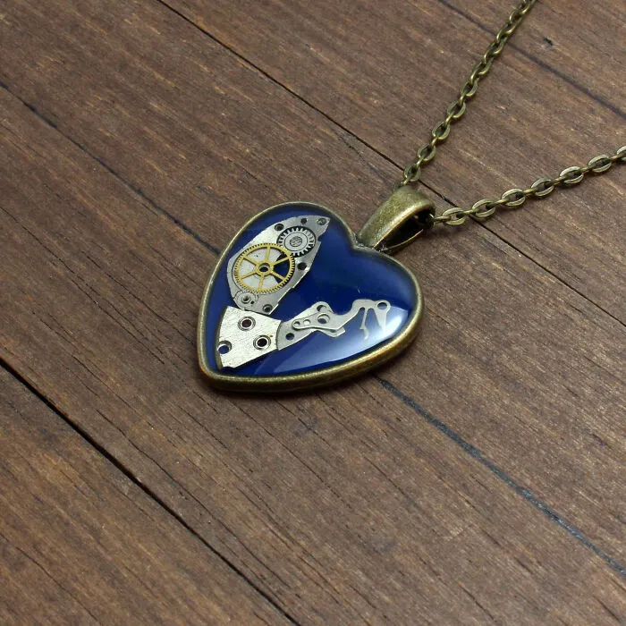 Unique Heart Pendants Collection I Made From Watch Parts In Steampunk Style For Valentine’s Day