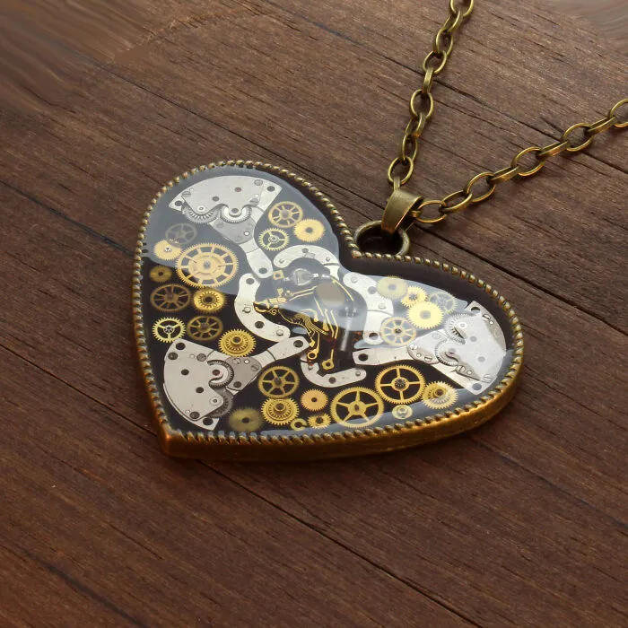 Unique Heart Pendants Collection I Made From Watch Parts In Steampunk Style For Valentine’s Day
