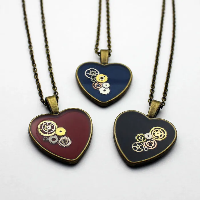Unique Heart Pendants Collection I Made From Watch Parts In Steampunk Style For Valentine’s Day