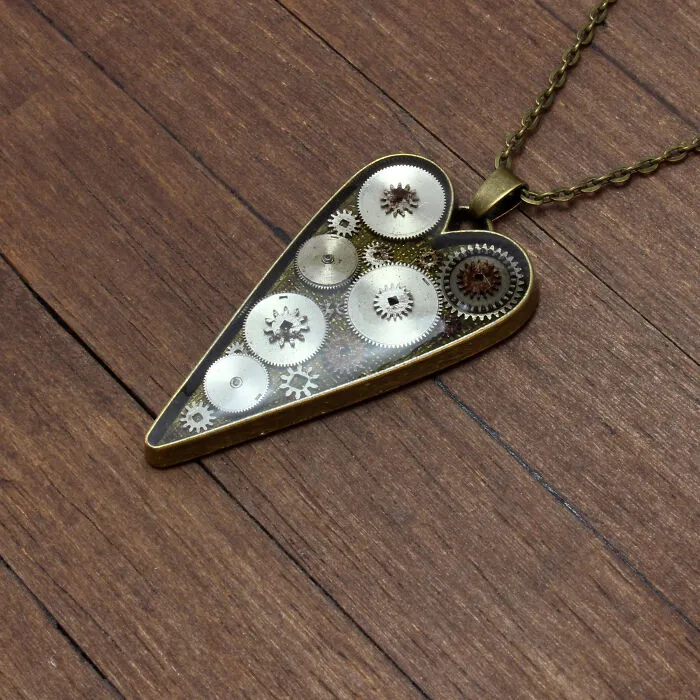 Unique Heart Pendants Collection I Made From Watch Parts In Steampunk Style For Valentine’s Day