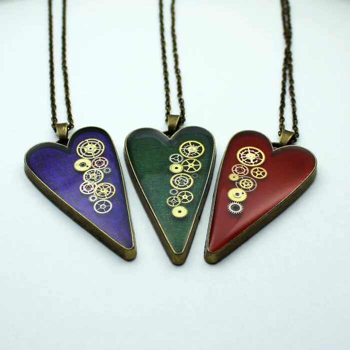 Unique Heart Pendants Collection I Made From Watch Parts In Steampunk Style For Valentine’s Day
