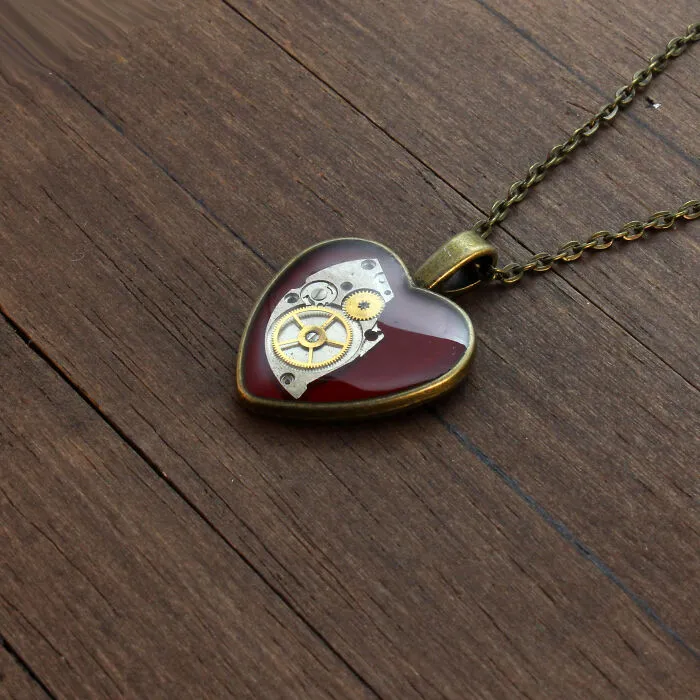 Unique Heart Pendants Collection I Made From Watch Parts In Steampunk Style For Valentine’s Day