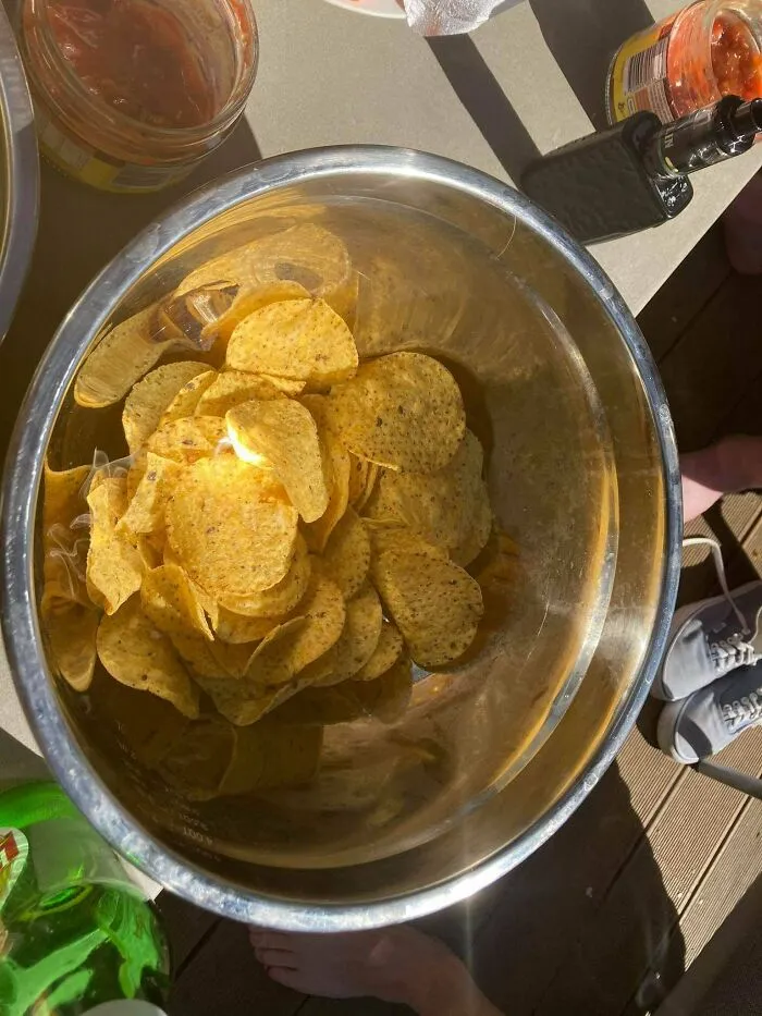 The Chip Bowl Acted As A Parabolic Mirror And Set A Chip On Fire