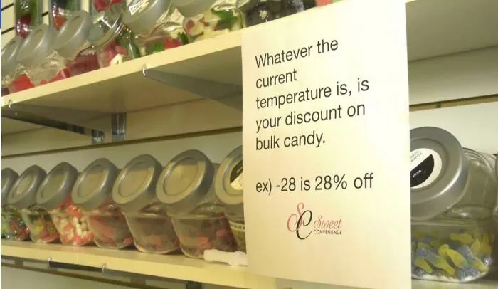 The Colder It Gets, The Greater The Discount At This Candy Store (Edmonton, Ab, Canada)