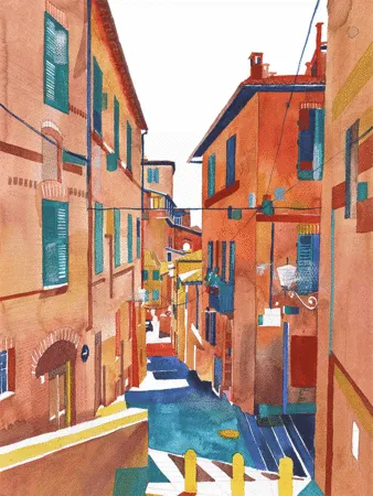 Watercolor Looping - Imaginary Tour Through European Cities In Watercolor