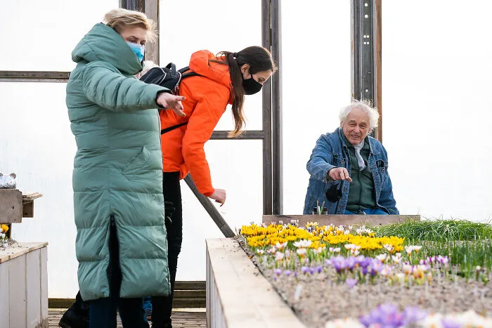 Jānis Showing The Rare Pink Specimen To The Visitors