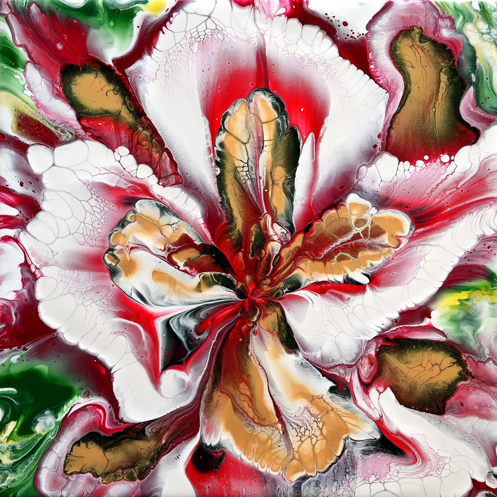 Flower Dip With Zip Lock Bag ~ Simple Acrylic Pour Flower Painting