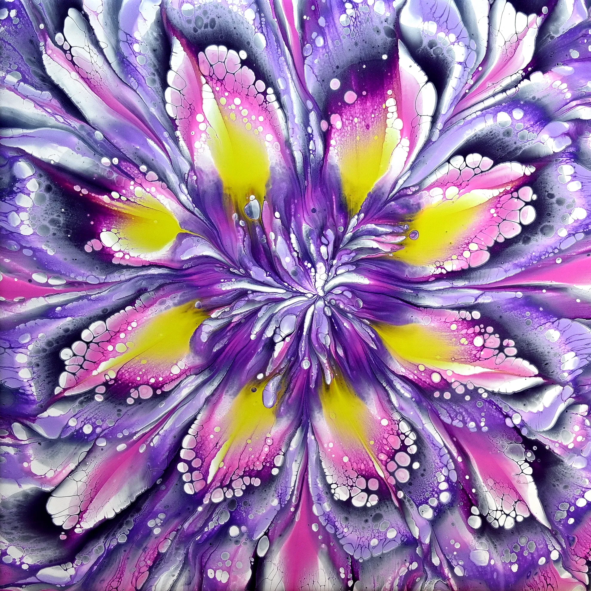 Flower Dip With 3D Printed Cup ~ Acrylic Pour Painting ~ Reverse Flower Dip With Paper Napkin