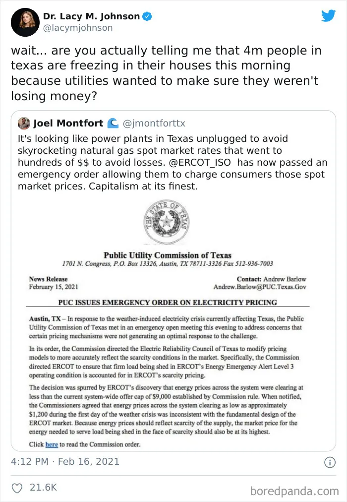 People Are Explaining That What Happened To Texans Is Due To The Rich Being Greedy In 30 Posts