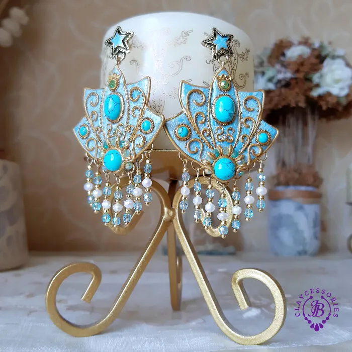 Earrings Made In The Style Of Russian Traditional Headwear