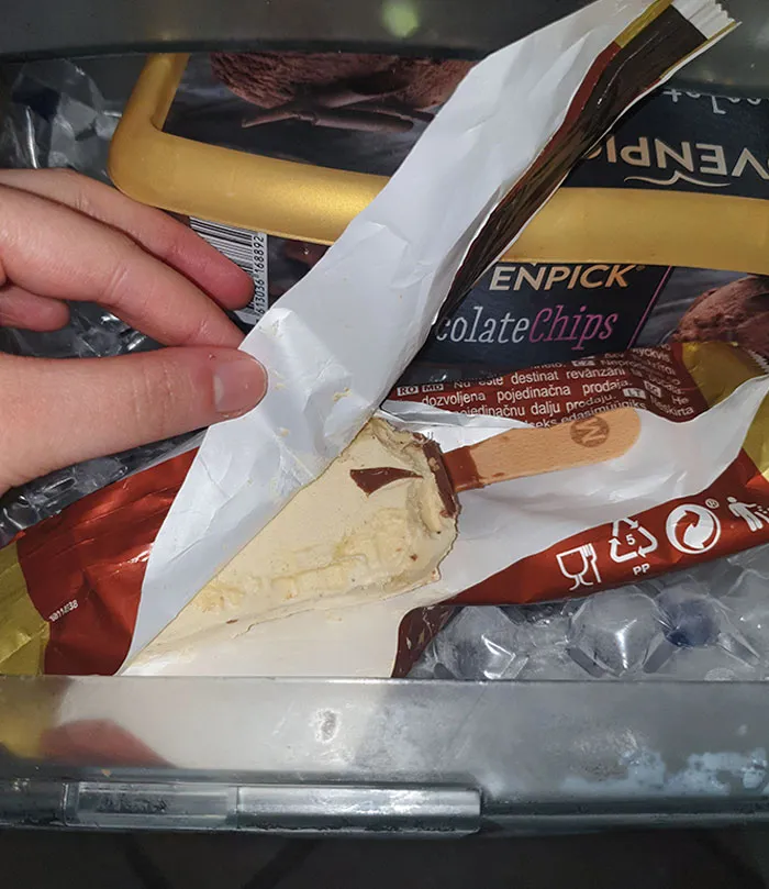 My Mom Always Eats The Chocolate And Puts It Back In The Freezer Like That