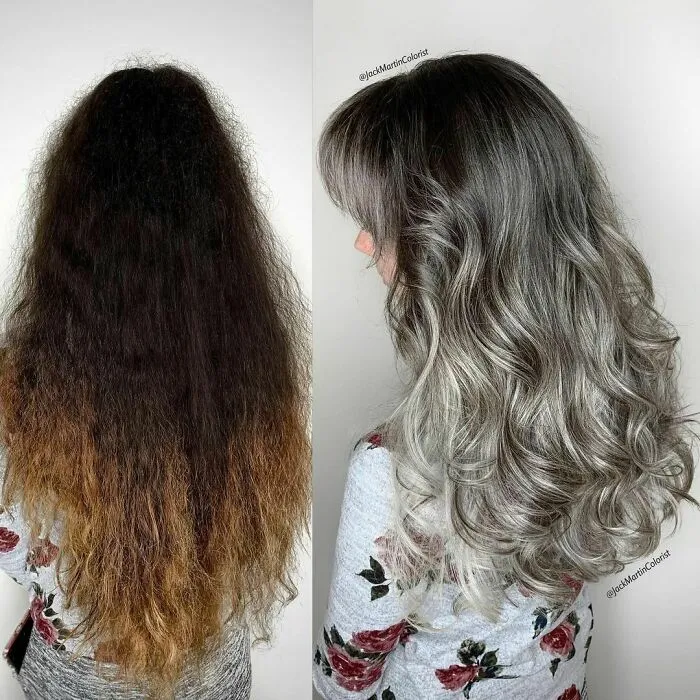 30 People Before And After Embracing Their Natural Grey Hair With The Help Of This Hairstylist (New Pics)