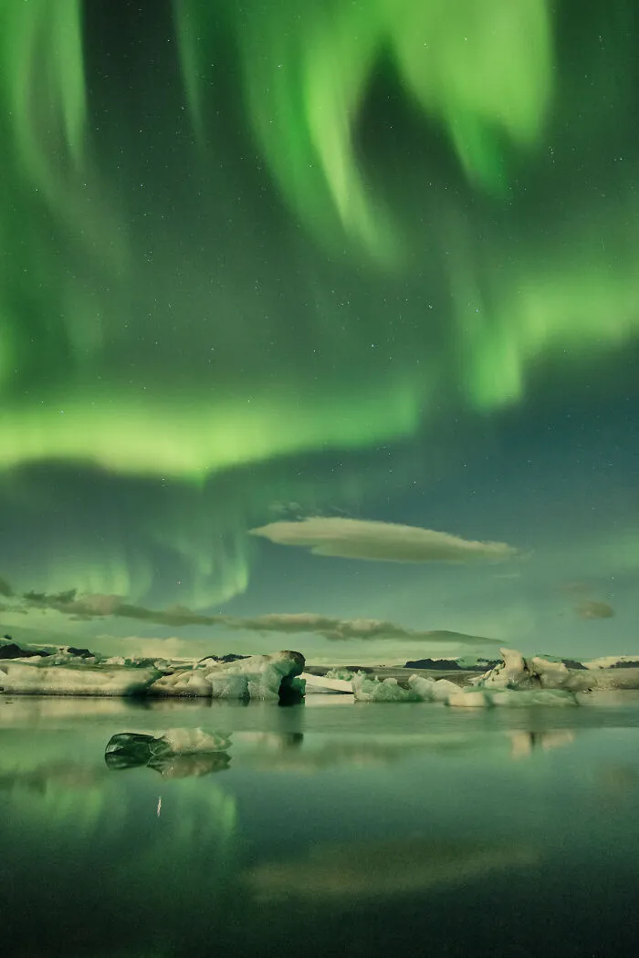 Aurora Borealis Over Jokusarlon
