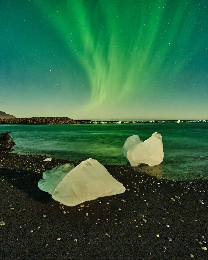 Aurora Borealis Over Diamond Beach