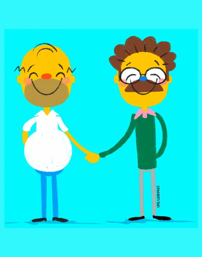 Homer Simpson And Ned Flanders From "The Simpsons"