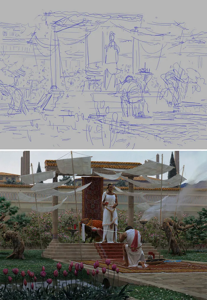 Sketch Vs. Final: Artists Show The Huge Difference Between Their Sketches And Finished Artwork (30 Pics)