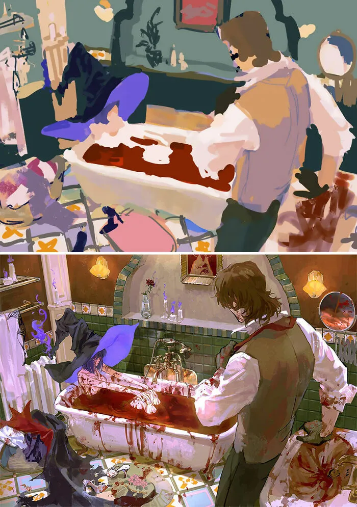 Sketch Vs. Final: Artists Show The Huge Difference Between Their Sketches And Finished Artwork (30 Pics)