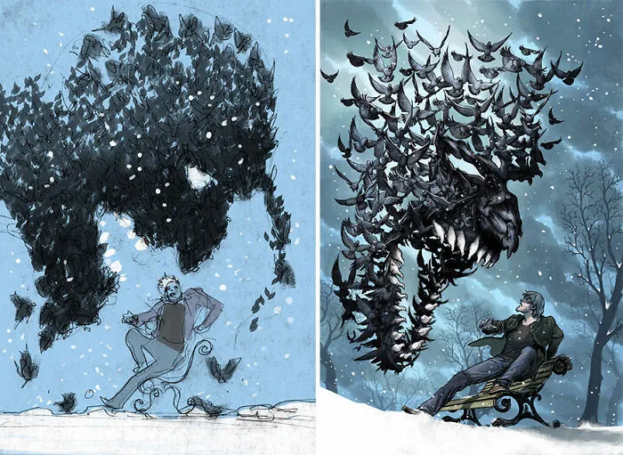 Sketch Vs. Final: Artists Show The Huge Difference Between Their Sketches And Finished Artwork (30 Pics)