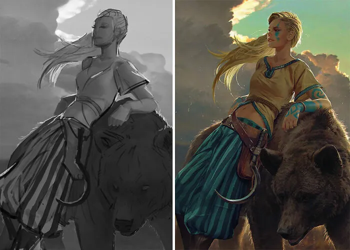 Sketch Vs. Final: Artists Show The Huge Difference Between Their Sketches And Finished Artwork (30 Pics)